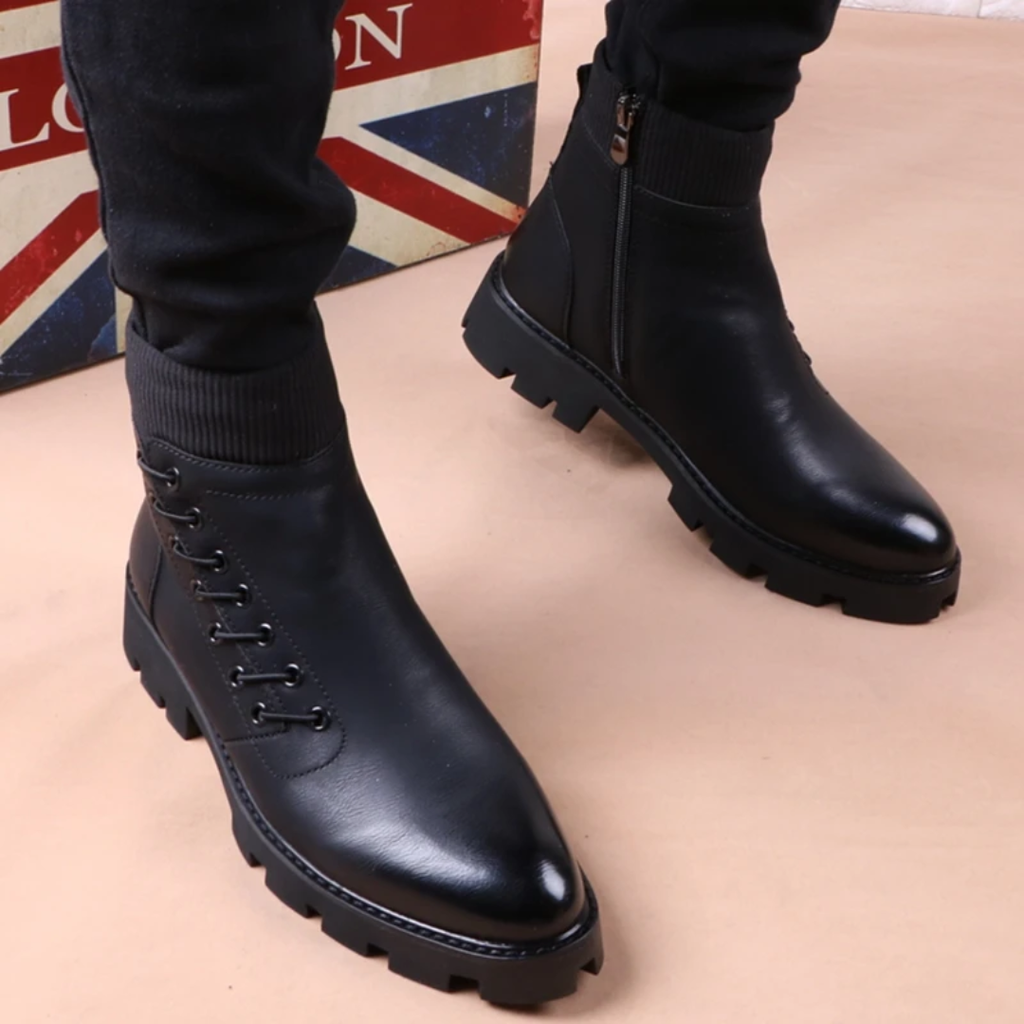 Botte montante italien en cuir véritable