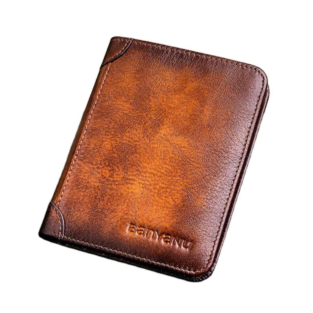 Portefeuille slim en cuir véritable pour homme