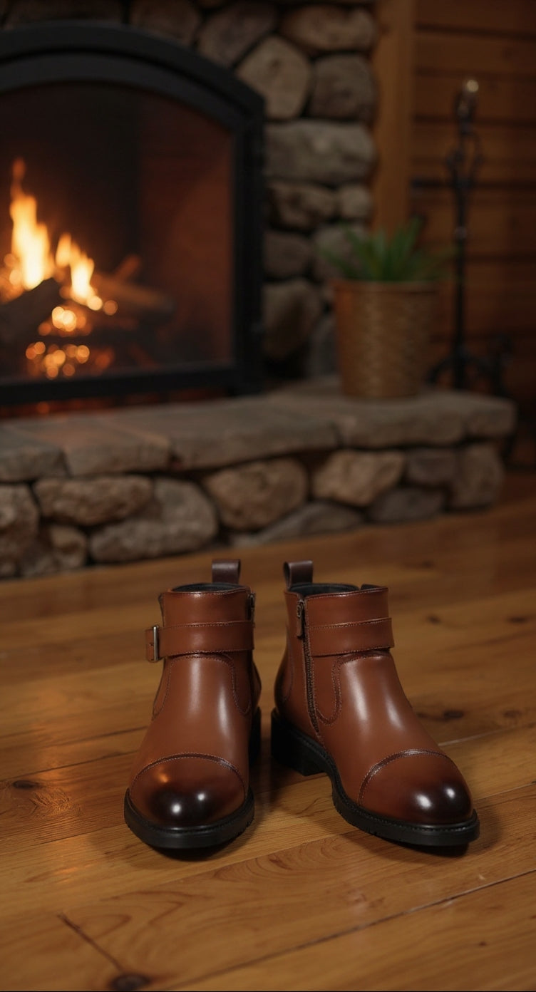 Bottes Chelsea en cuir de vachette véritable