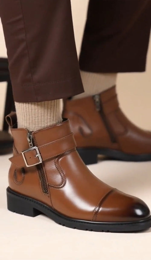 Bottes Chelsea en cuir de vachette véritable