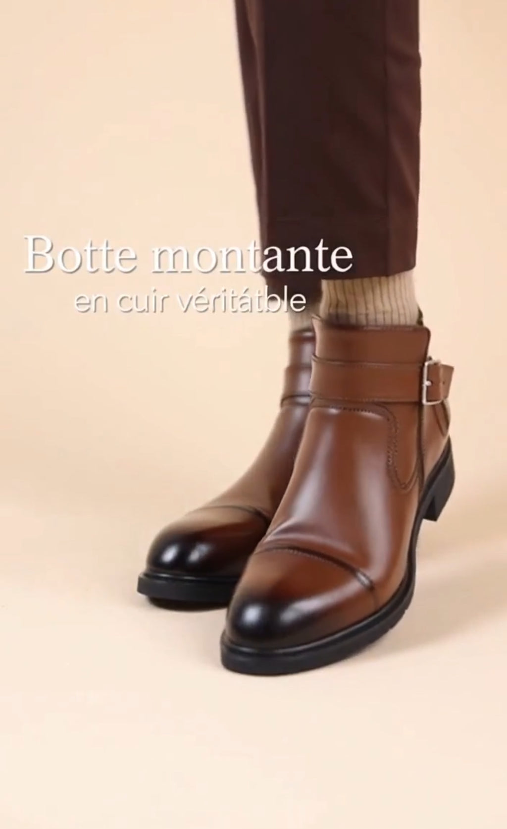 Bottes Chelsea en cuir de vachette véritable