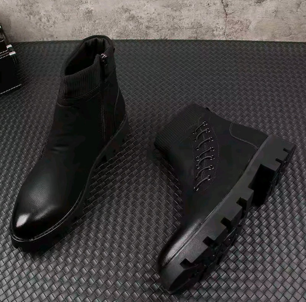 Botte montante italien en cuir véritable