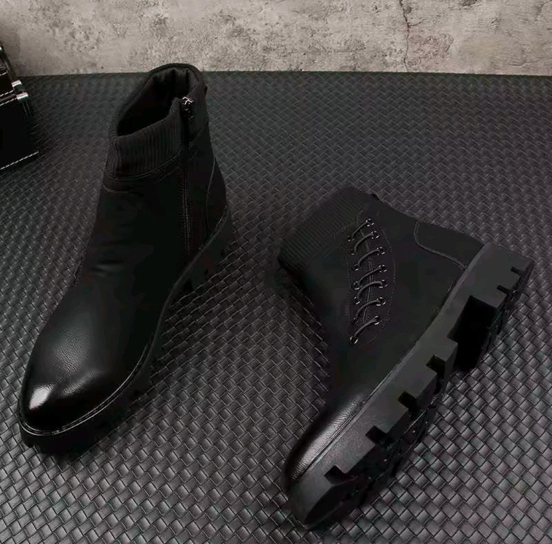 Botte montante italien en cuir véritable