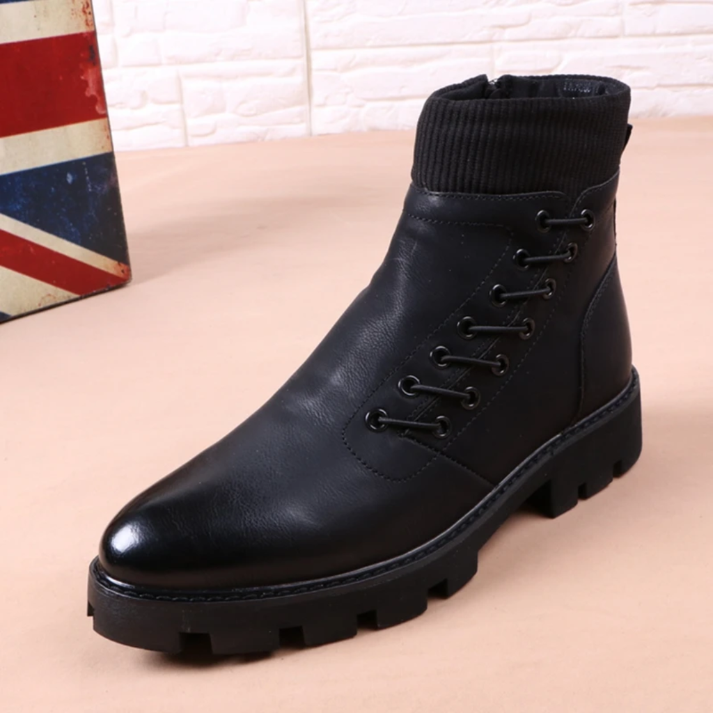Botte montante italien en cuir véritable