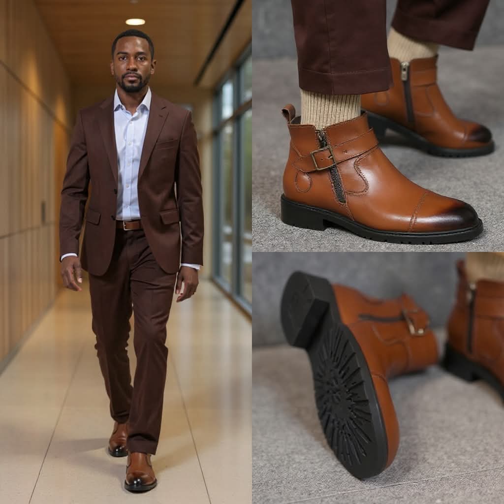 Bottes Chelsea en cuir de vachette véritable