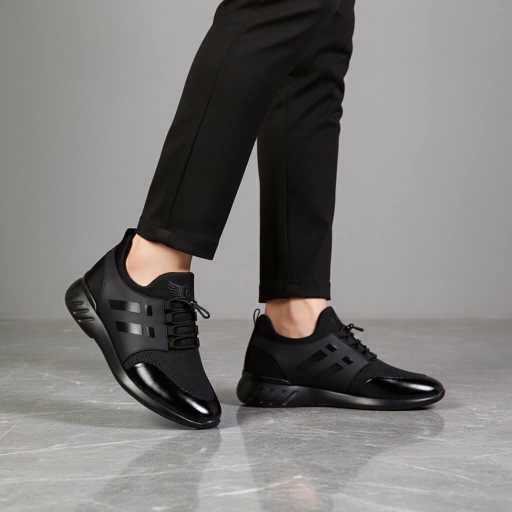Chaussure de luxe noir en cuir véritable