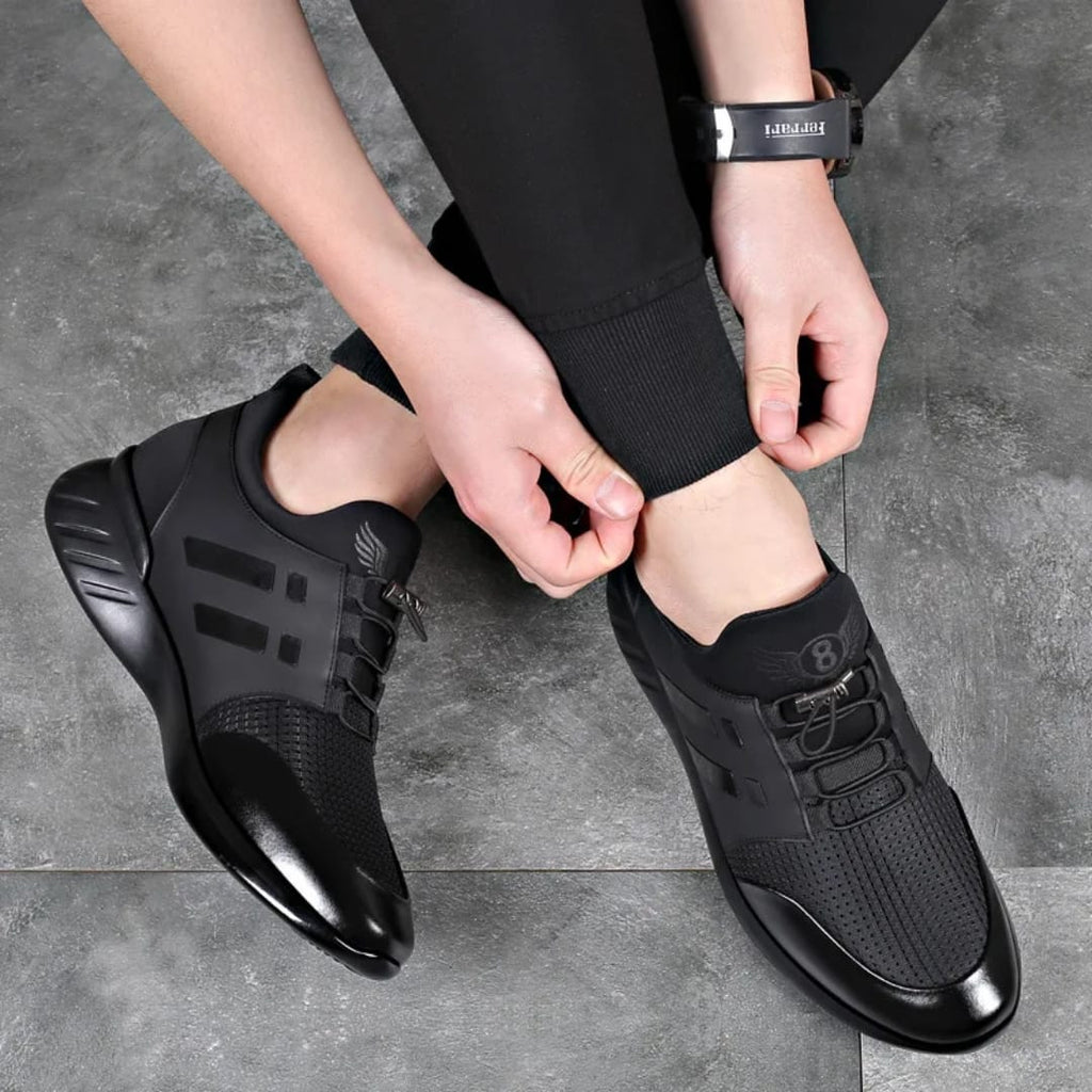 Chaussure de luxe noir en cuir véritable