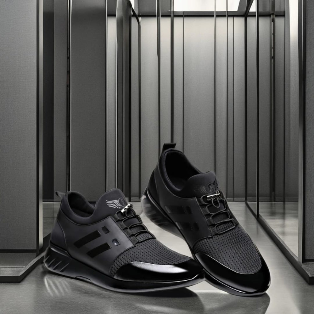 Chaussure de luxe noir en cuir véritable