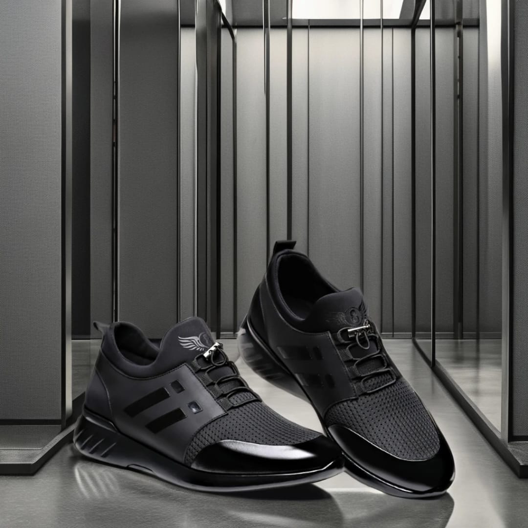 Chaussure de luxe noir en cuir véritable