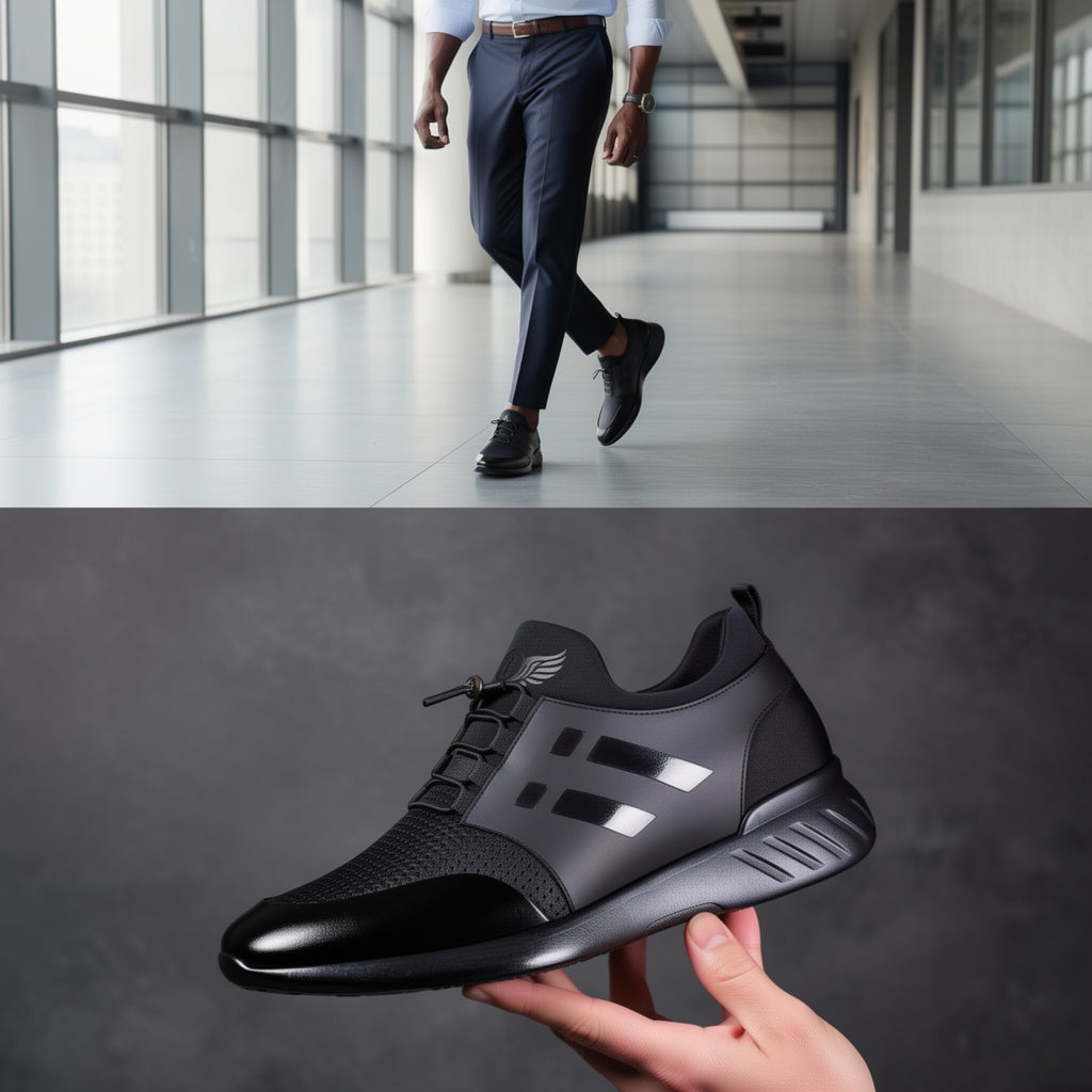 Chaussure de luxe noir en cuir véritable