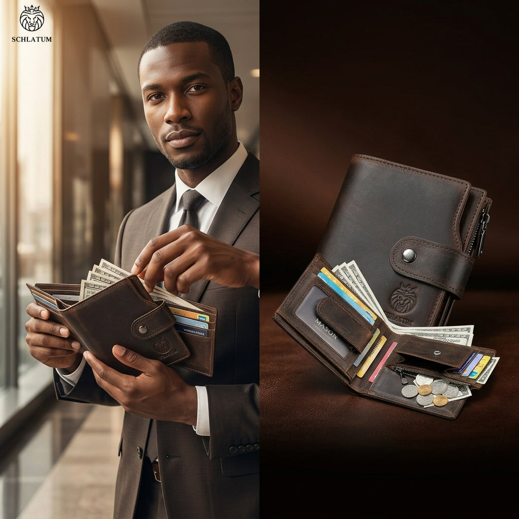Portefeuille Schlatum en cuir véritable