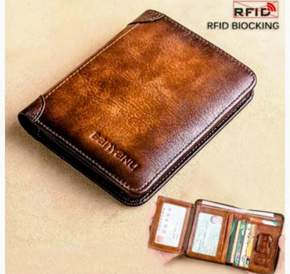 Portefeuille slim en cuir véritable pour homme