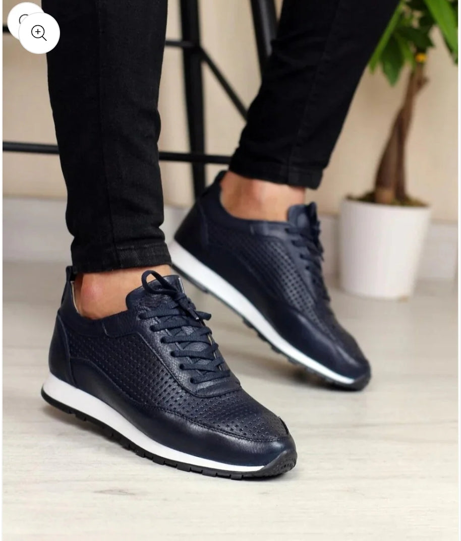 Chaussure de sport décontractée en cuir véritable pour homme